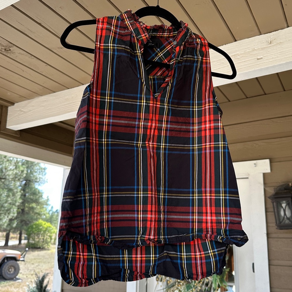J.Crew - Plaid Sleeveless Blouse - Size 0